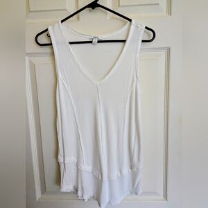 Bar III White V-Neck Tank Top
